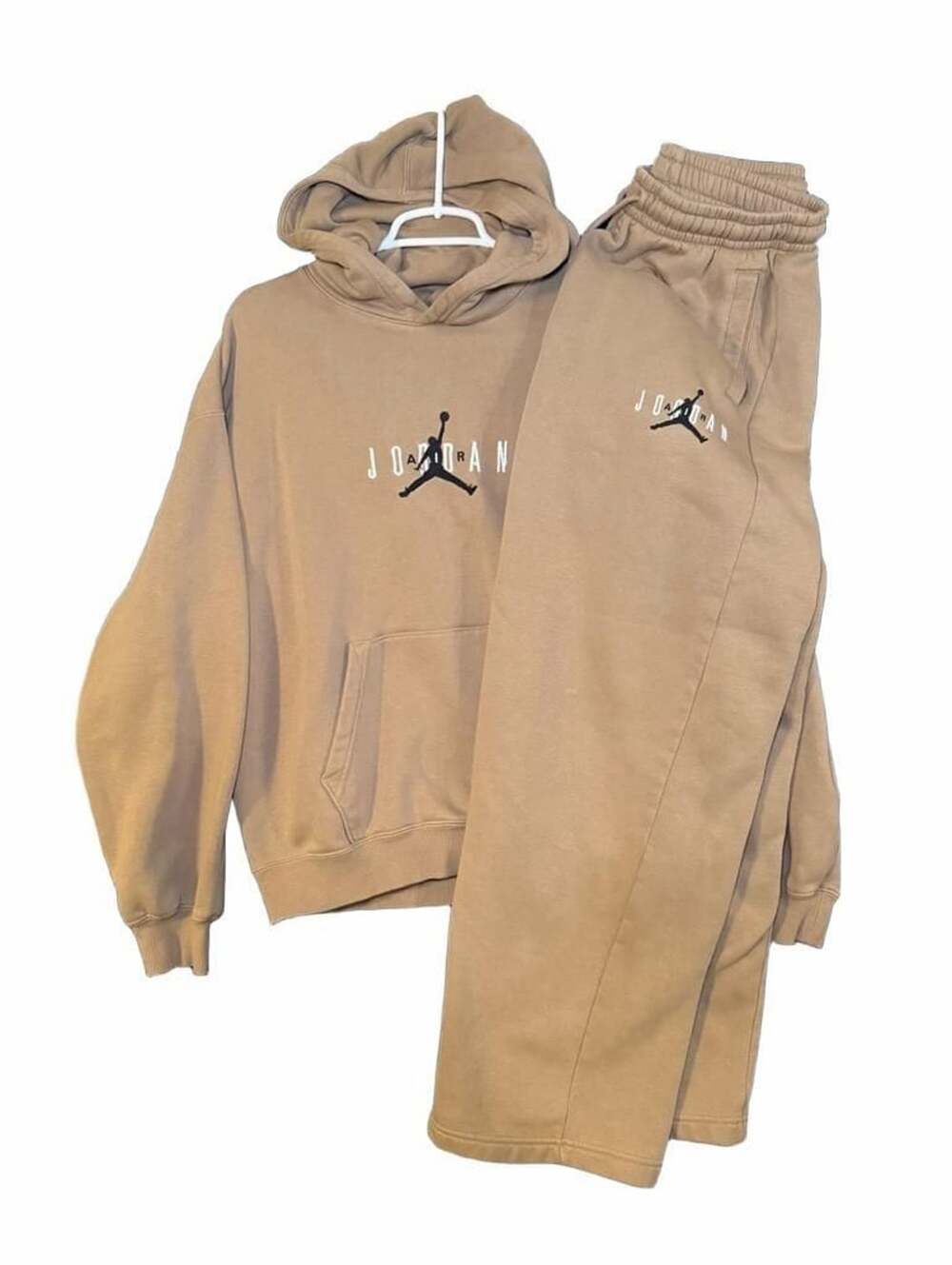 Jordan Fleece Lounge Set Mens Small oversized Tan